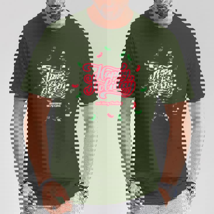 Happy Holiday And Merry Christmas Quote Festive Greetings Tシャツ 面白い贈り物