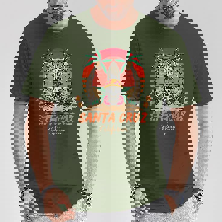 Santa Cruz カリフォルニア ヴィンテージ スケルトン サーファー サンタクルーズ Tシャツ 面白い贈り物