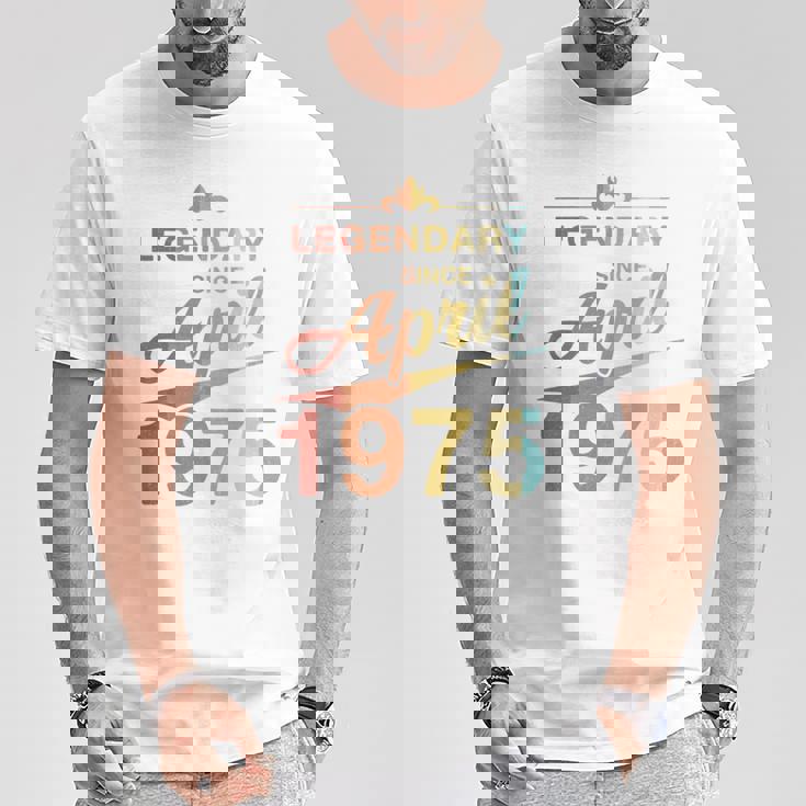 50Th Birthday 1975年4月生まれ 50歳 ヴィンテージ 長袖tシャツ Tシャツ 面白い贈り物