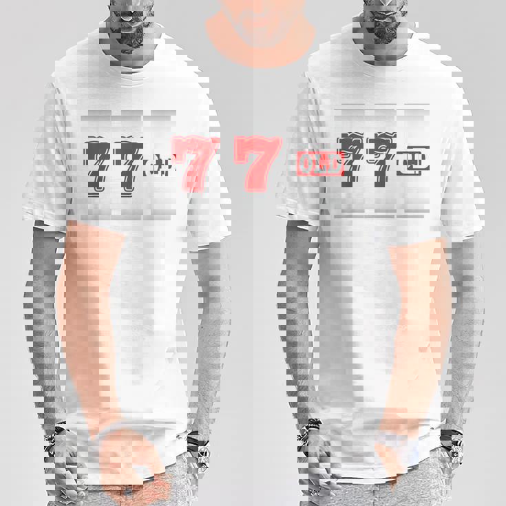 77 歳 喜寿 77歳 77才 お祝い 男性 女性 喜寿祝い 父 母 きじゅ 誕生日 スロット パチスロ Tシャツ 面白い贈り物