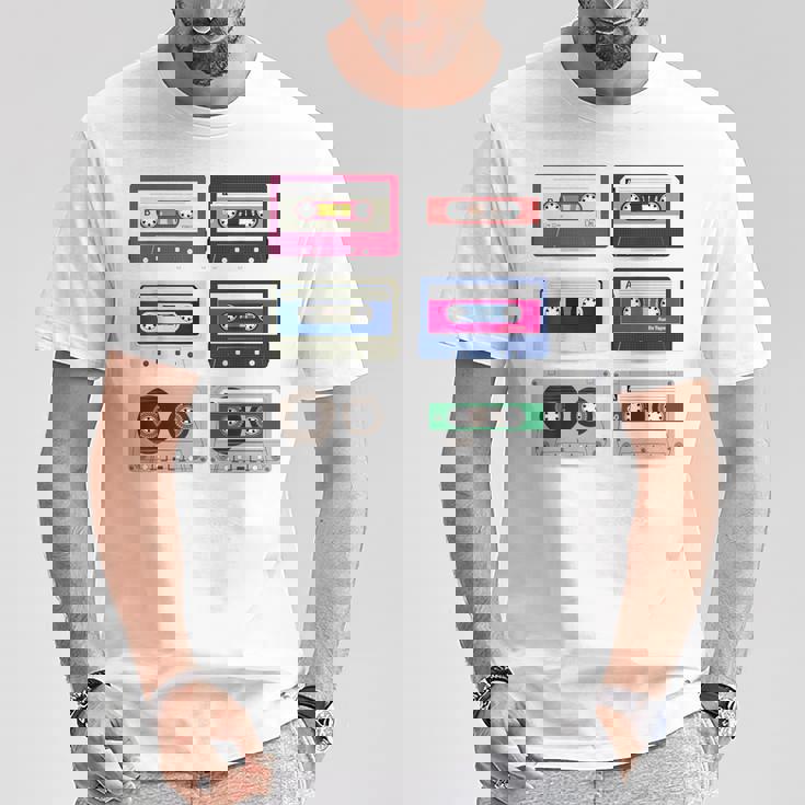 80 年代のロック カセットシャツ男性ヴィンテージ ロック カセット テープ Tシャツ 面白い贈り物