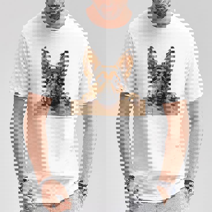 Affectionate Peek ジャーマンシェパードドッグ 長袖tシャツ Tシャツ 面白い贈り物