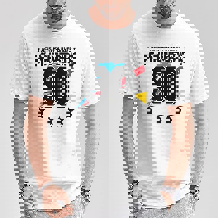 Age Is Just Number スポーツ 90歳 面白い 90歳の誕生日 Tシャツ 面白い贈り物