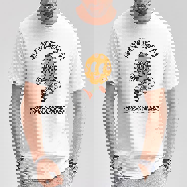 All You Need Is Love And Cookies レトロ 70年代 かわいい ハッピークッキー 長袖tシャツ Tシャツ 面白い贈り物