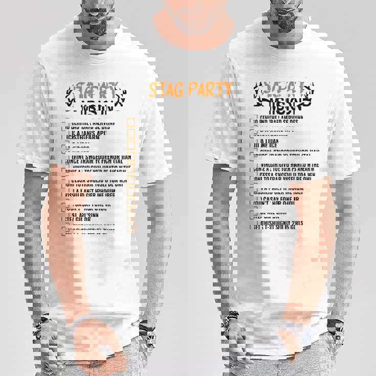 Bachelors Party Checklisttag Do Party Camiseta unisex Regalos divertidos