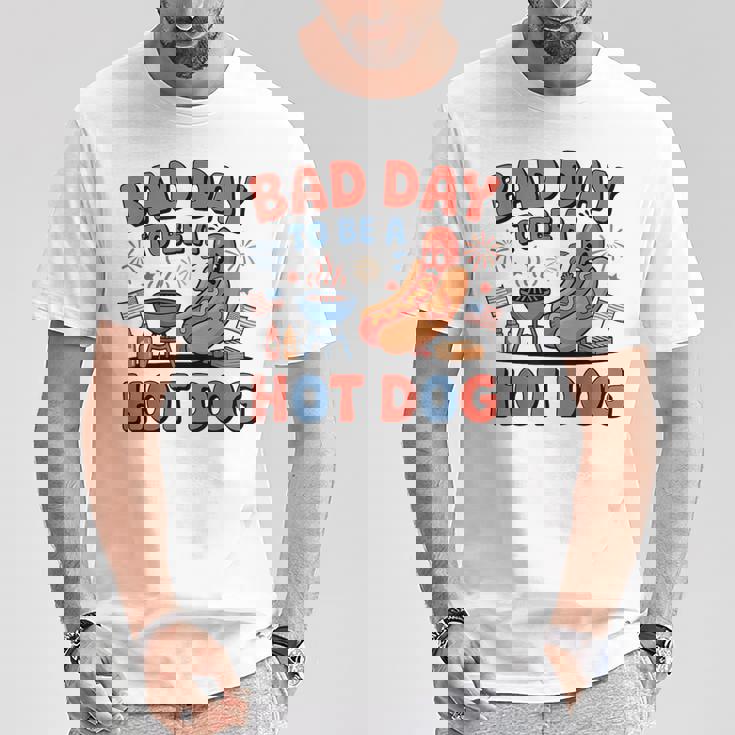 Bad Day To Be A Hotdog Fourth Of July Hot Dog 4Th Of July T-Shirt Unique Gifts
