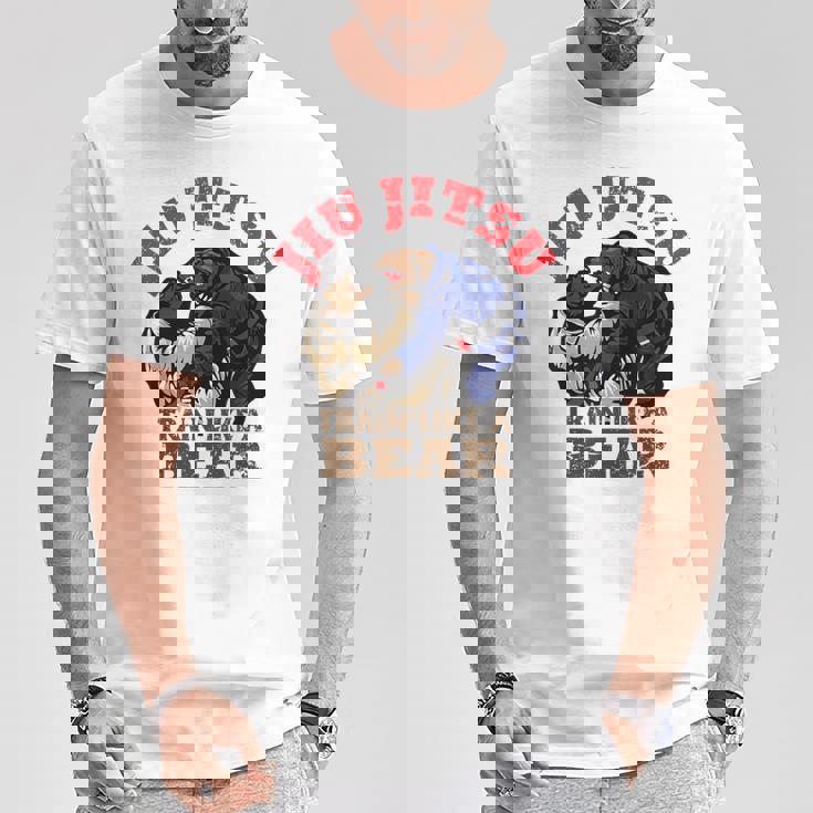 Bjj ブラジリアン柔術 クマのようにトレーニング Tシャツ 面白い贈り物