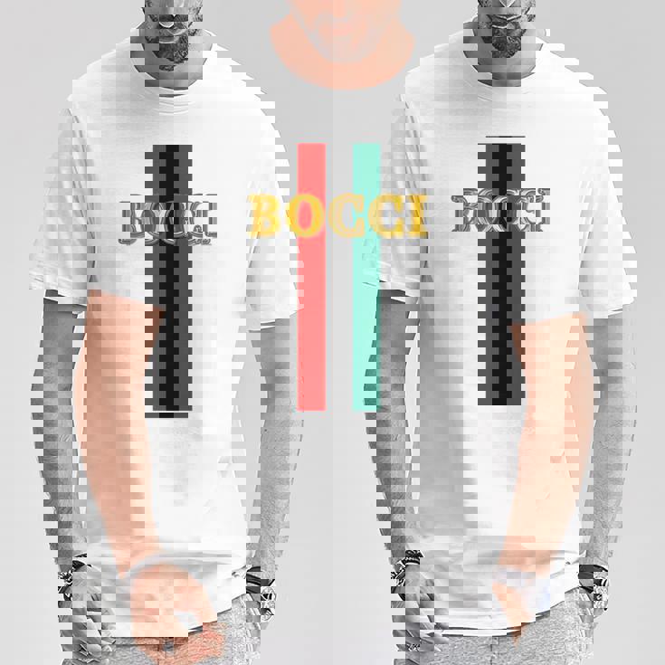 Bocci ぼっち《フェイクゴールド ロゴ》緑 赤 ライン【変なデザイン屋さん】陰キャ オタク ブランド パロディ 面白 長袖tシャツ Tシャツ 面白い贈り物