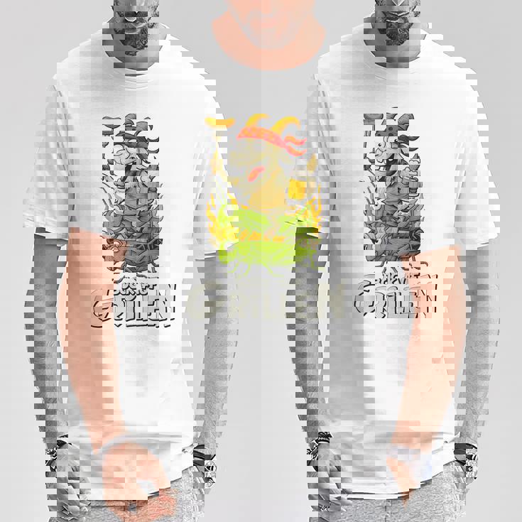 Bock Auf Grillen おもしろバーベキューアクセサリー ヤギ付きバーベキュー Tシャツ 面白い贈り物