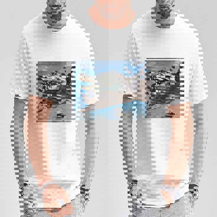 Bombardino Crocodilo イタリアンブレインロットミーム 長袖tシャツ Tシャツ 面白い贈り物