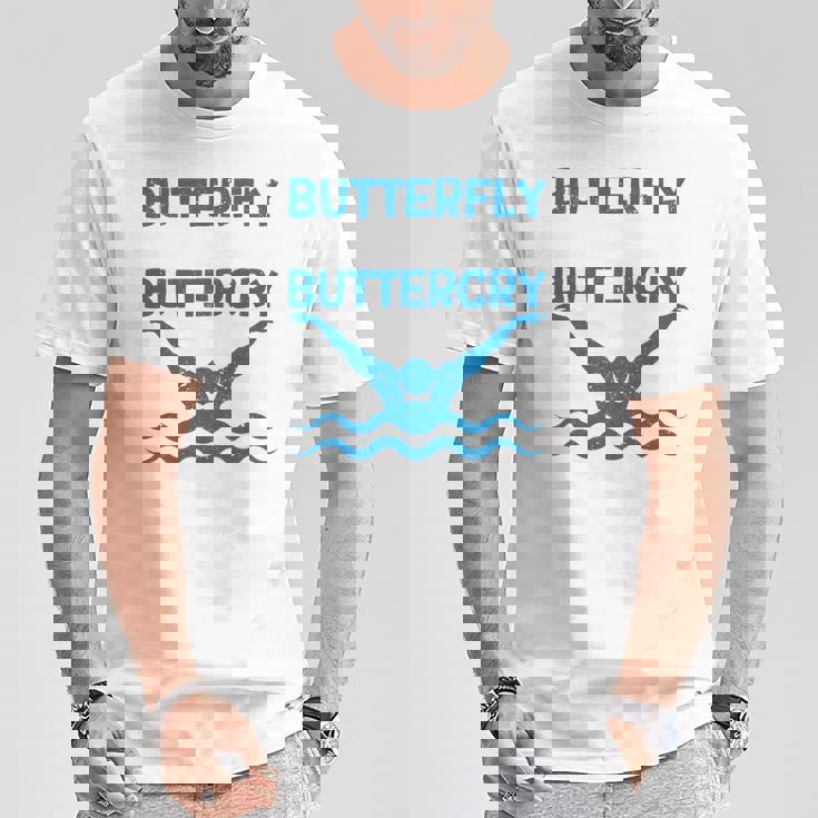 Butterfly Butterwhyバタフライバタフライファニー水泳チーム 長袖tシャツ Tシャツ 面白い贈り物