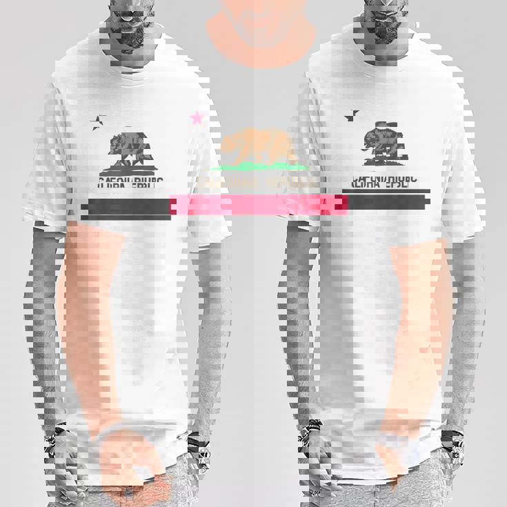 California Republic ノベルティ カリフォルニアベア カリフォルニアフラッグ Tシャツ 面白い贈り物
