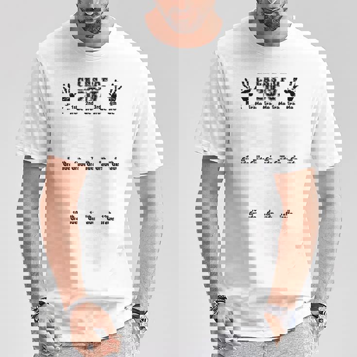 Class Of 2037 Grow With Me 手形 幼稚園 12年生 Tシャツ 面白い贈り物