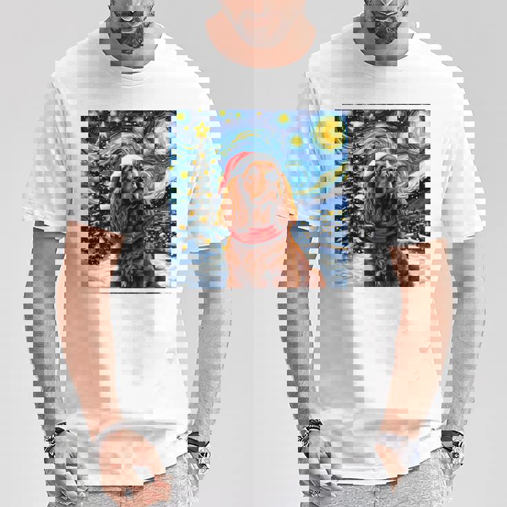 Cockerpanieltarry Night Christmasan Gogh Doganta Hat 長袖tシャツ Tシャツ 面白い贈り物