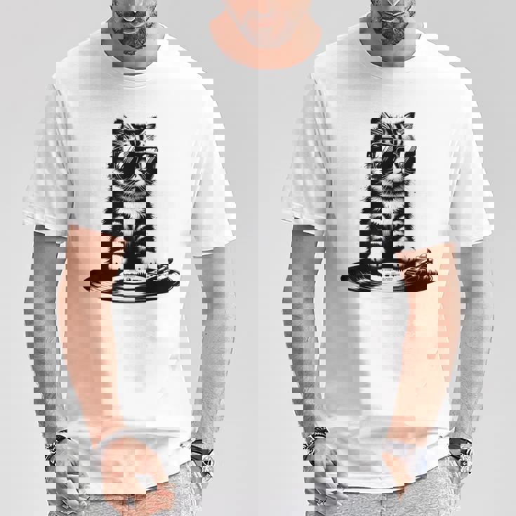 Cool Dj Cat ビニールレコード愛好家 Tシャツ 面白い贈り物