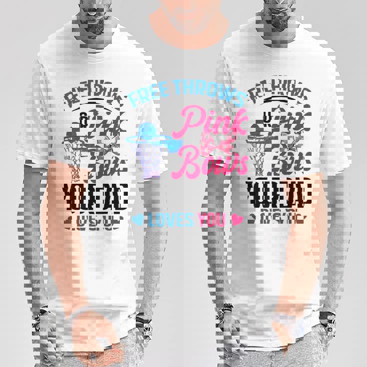 Dad Loves You Free Throw Or Pink Bows 性別発表 Tシャツ 面白い贈り物