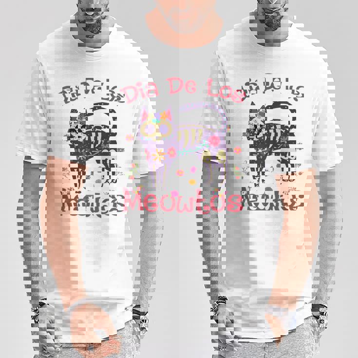 Dia De Los Meowtos Muertos シュガースカル キャット 死者の日 Tシャツ 面白い贈り物