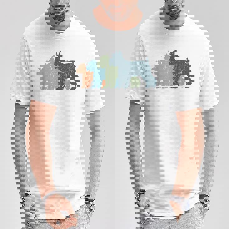 Dog Mom & Dad シルエット ヴィンテージ シュナウザー Tシャツ 面白い贈り物