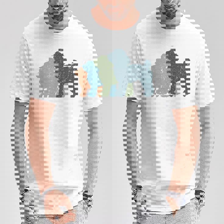 Dog Mom & Dad シルエット ヴィンテージトイプードル Tシャツ 面白い贈り物