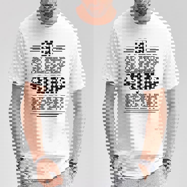 Eatleepquat Repeat 面白いジムワークアウト Tシャツ 面白い贈り物