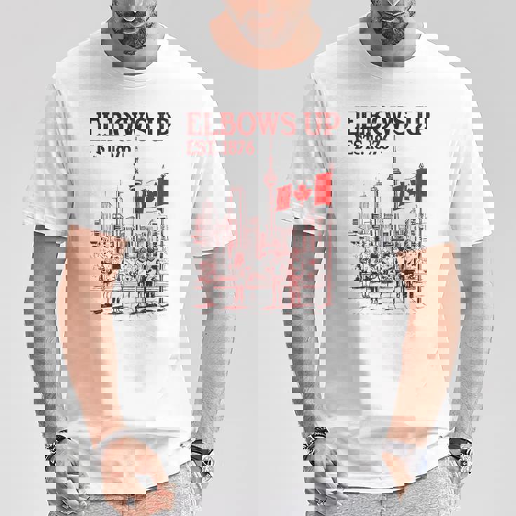 Elbows Up Canada Est 1867 カナダ国旗 カナダ地図 カナダ Tシャツ 面白い贈り物