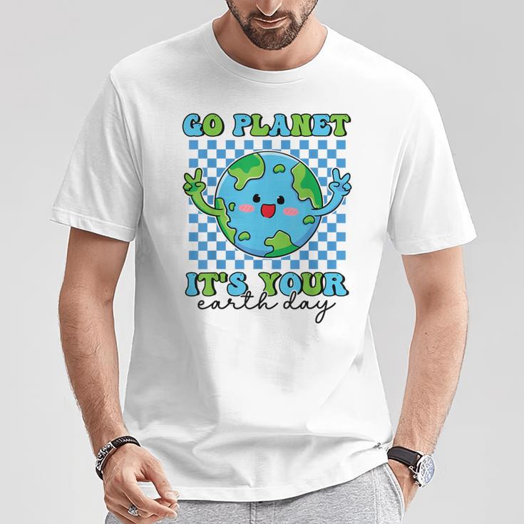 Go Planet It's Your Earth Day Groovy Planet Earth T-Shirt Unique Gifts