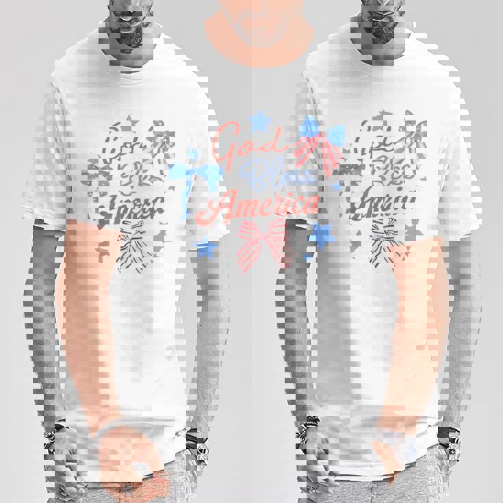 God Bless America コケットボウ 7月4日 キリスト教の愛国心 Tシャツ 面白い贈り物
