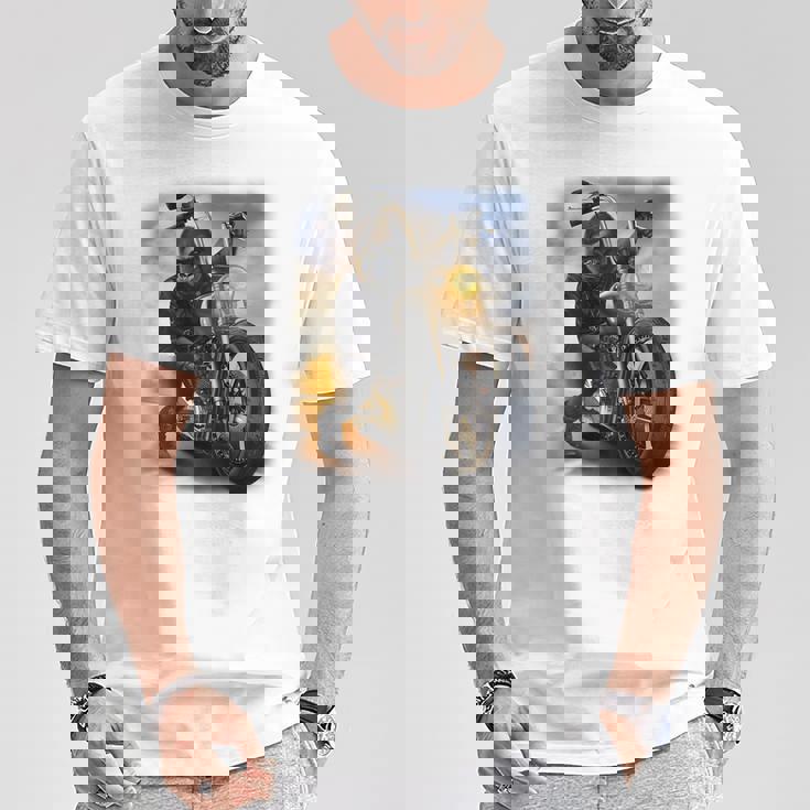 Gorilla ライディングチョッパー オートバイ Tシャツ 面白い贈り物