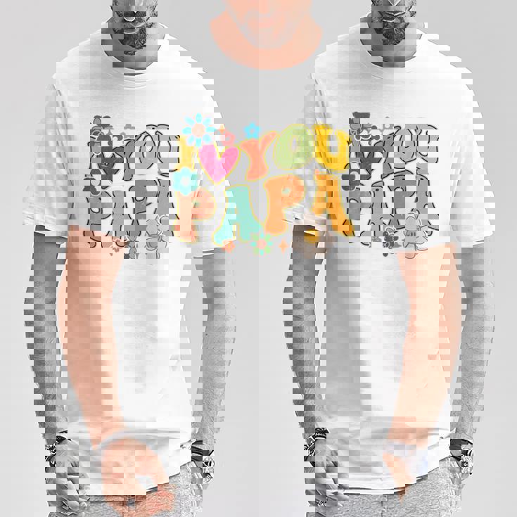 Groovy 父の日 I Love You Papa フラワー ヒッピー Tシャツ 面白い贈り物