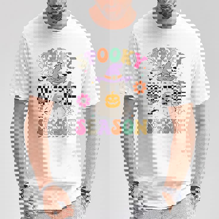 Groovypookyeason レトロ ゴースト 持株 パンプキン ハロウィン Tシャツ 面白い贈り物