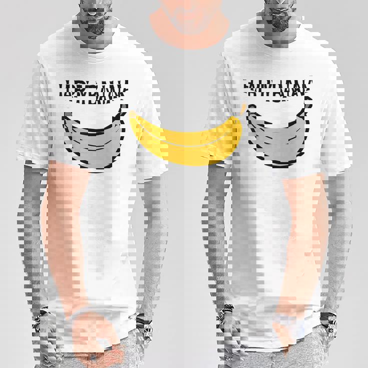 Happy Banana ファニーバナナラブ フルーツバナナ スマイリーフェイス Tシャツ 面白い贈り物