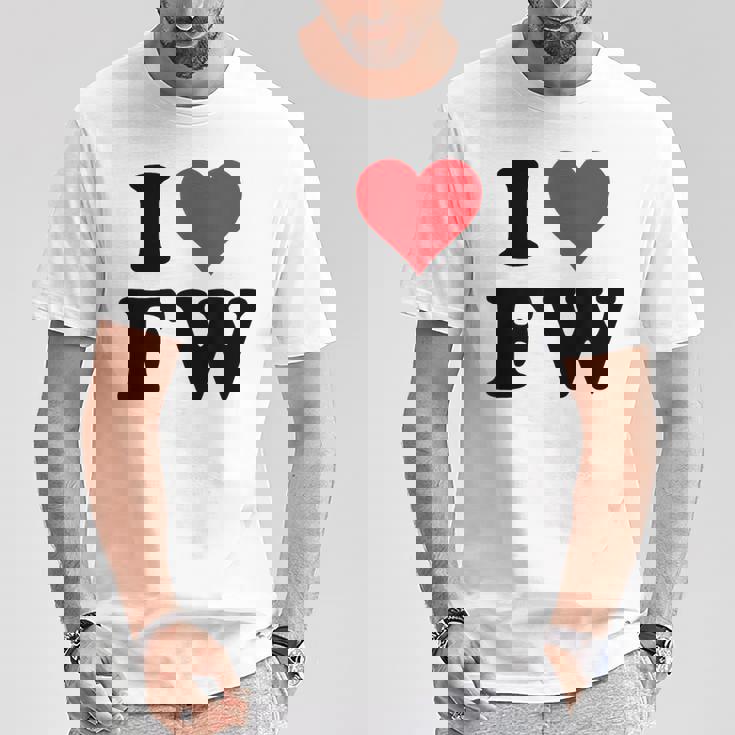 I Heart Fw Initials I Love FW First And Last Name F W Tシャツ 面白い贈り物