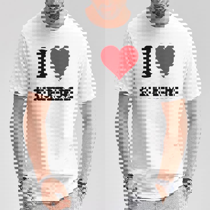 I Heart Kurumi ファーストネーム I Love パーソナライズ Tシャツ 面白い贈り物