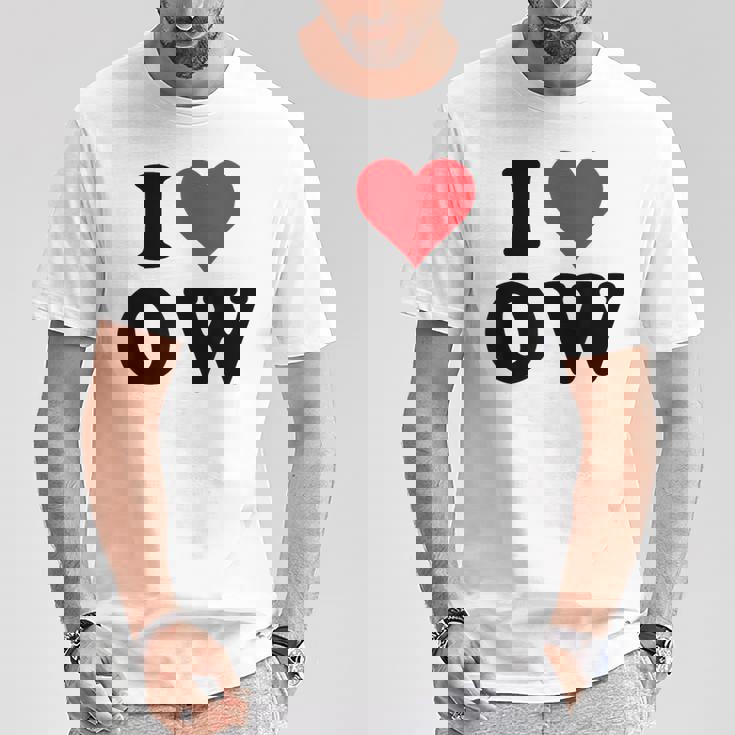 I Heart Ow Initials I Love OW First And Last Name O W Tシャツ 面白い贈り物