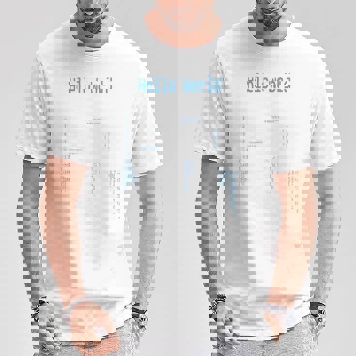 Hello World プログラマープログラミング言語コード 長袖tシャツ Tシャツ 面白い贈り物