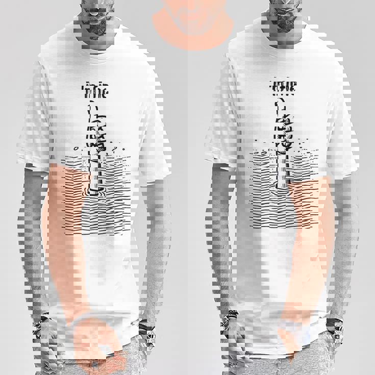 I'm Fine Thumbs Drowning Up メンズ レディース 皮肉なユーモア ジョーク Tシャツ 面白い贈り物