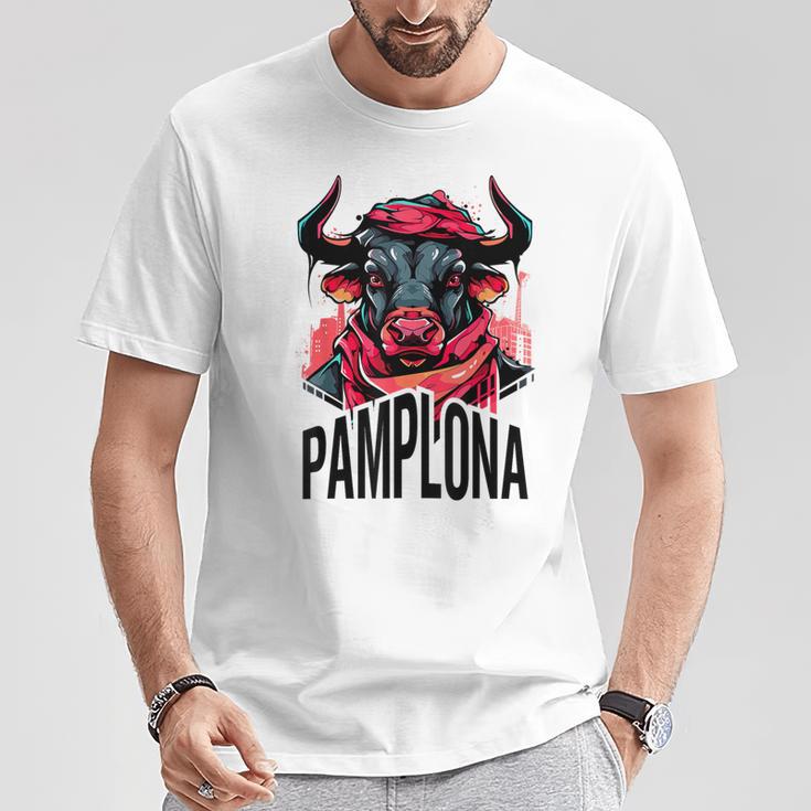 Ilustración Divertida Toroan Fermines De Pamplona Camiseta unisex Regalos divertidos