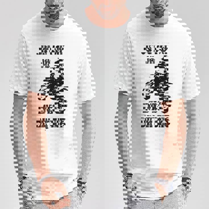 メンズ Just A Guy Who Loves ダートバイク 面白い モトクロス Tシャツ 面白い贈り物