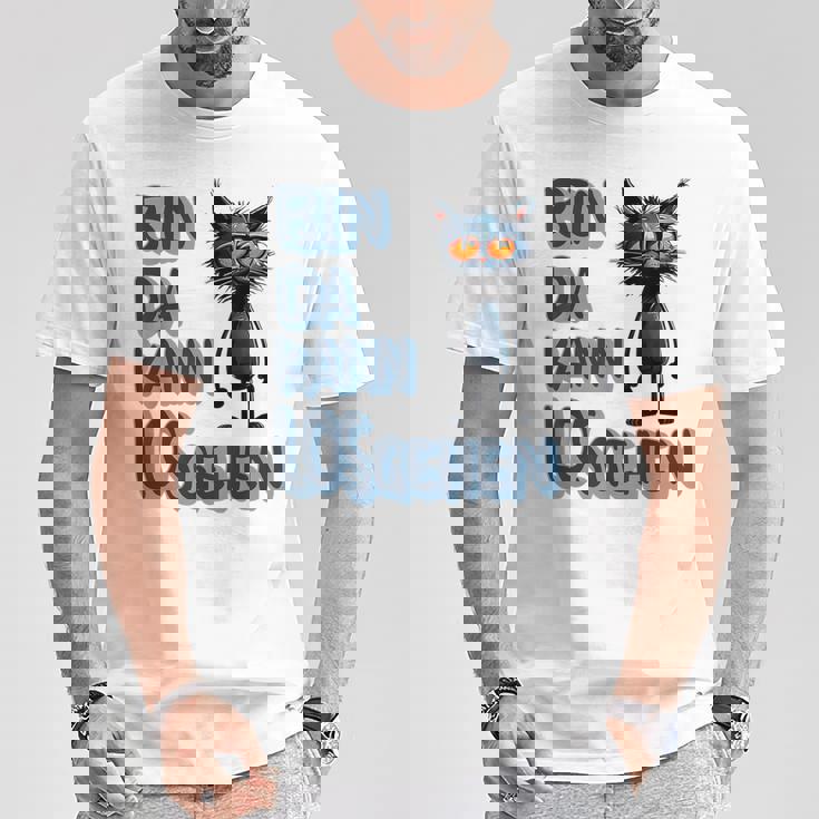 Katze Bin Da 'T Losgehen ファニーステートメントキャット Tシャツ 面白い贈り物
