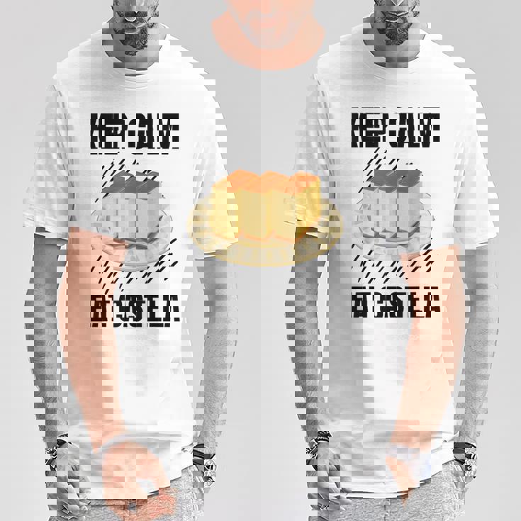 Keep Calm Eat Castella ヴィンテージ グランジ カステラ ケーキ好き Tシャツ 面白い贈り物