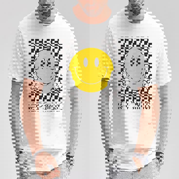 Keepmiling キュート 黄色 幸せ 平和 笑顔 ポジティブ Tシャツ 面白い贈り物
