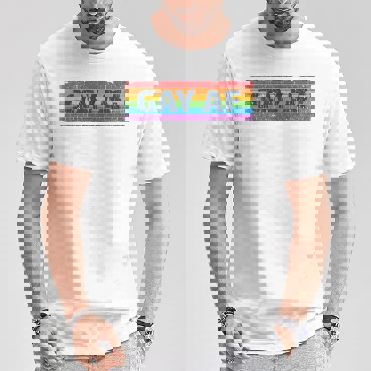 Lgbtq Gay Af Pride Lgbt Ally Rainbow Flag Retrointage Tシャツ 面白い贈り物