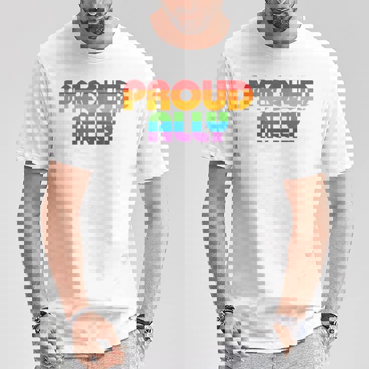 Lgbtq Proud Ally Lesbian Gay Pride Lgbt Ally Rainbowintage Tシャツ 面白い贈り物