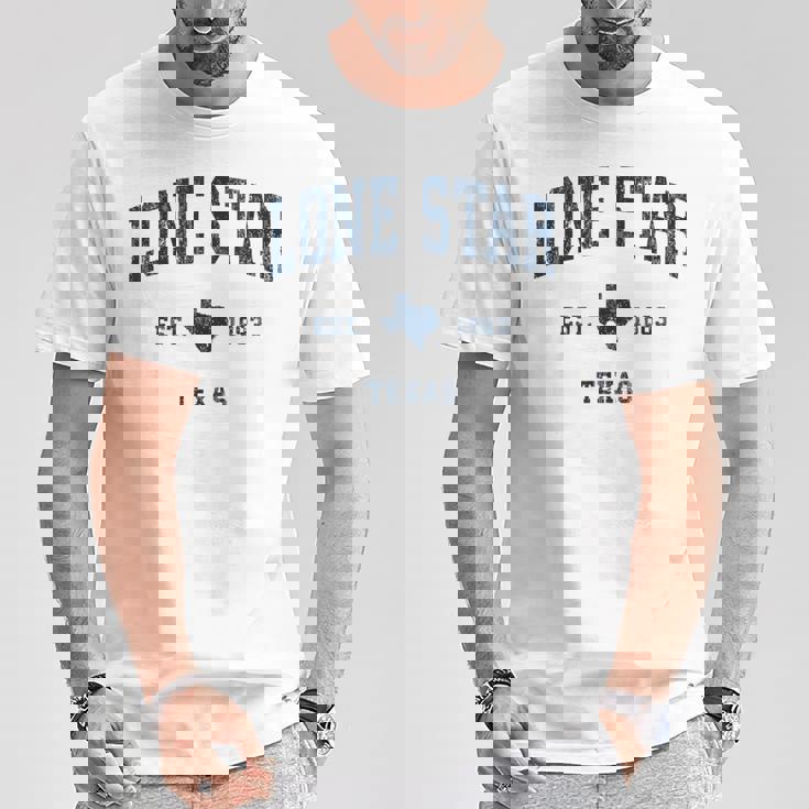 Lonetar Texas Tx ヴィンテージ アスレチック ネイビー スポーツデザイン Tシャツ 面白い贈り物