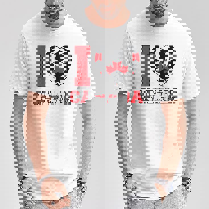 I Love Canada サッカーボール 男の子 女の子 キッズ カナダ国旗 Tシャツ 面白い贈り物