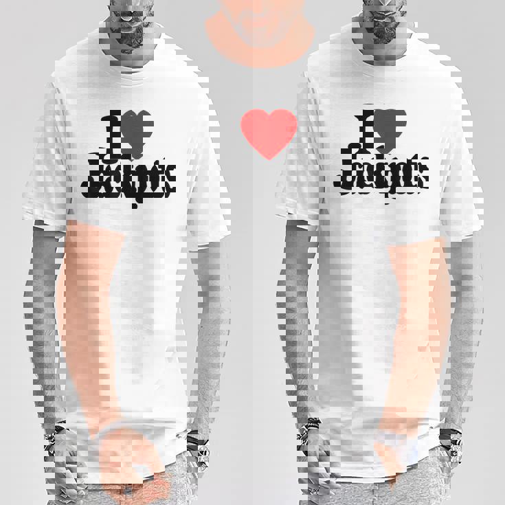 I Love Heart Jackpotslotslot Machines カジノラスベガス Tシャツ 面白い贈り物