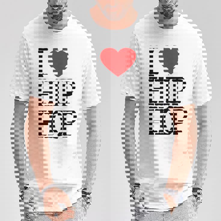 I Love Hip Hop ハート ラップ&ヒップホップファン Tシャツ 面白い贈り物