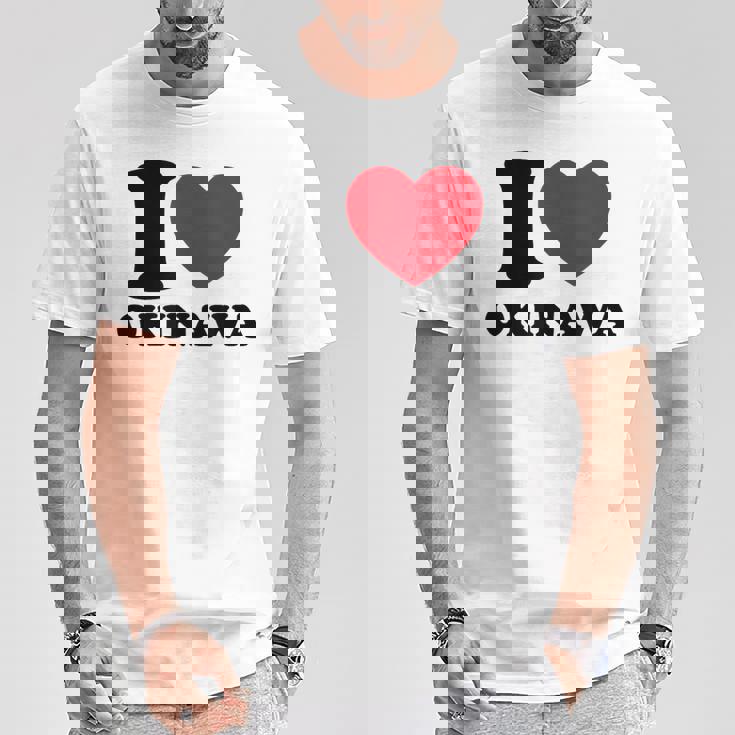 I Love Okinawa アイラブ 沖縄 メンズ 琉球 お土産 旅行 Tシャツ 面白い贈り物