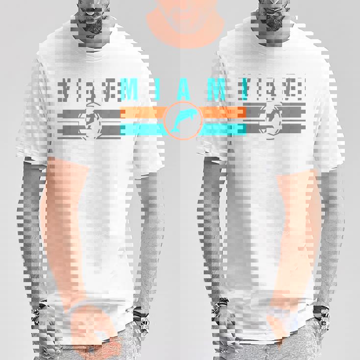 Mia マイアミ ローカルスタンダード Mia レトロ ドルフィン マイアミ Fl クラシック Tシャツ 面白い贈り物