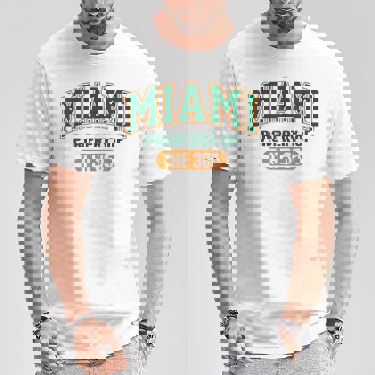 Miami Property 305 ストリートウェア マイアミシティカルチャースタイル Tシャツ 面白い贈り物